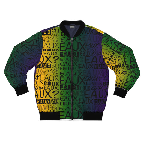 EAUX - BLACK ON MARDI GRAS AOP MEN'S BOMBER JACKET