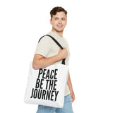 PEACE BE THE JOURNEY BLACK TOTE BAG