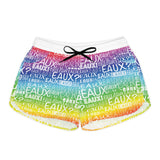 EAUX WHITE ON RAINBOW WOMEN'S CASUAL SHORT