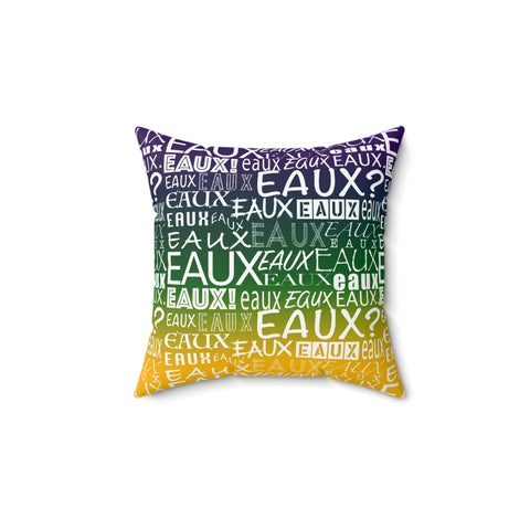 EAUX- WHITE ON MARDI GRAS  THROW PILLOW
