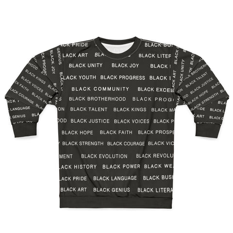 BLACK MAGIC WHITE LETTERS AOP UNISEX SWEATSHIRT