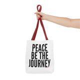 PEACE BE THE JOURNEY BLACK TOTE BAG