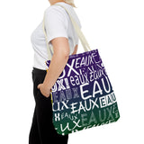 EAUX- WHITE ON MARDI GRAS TOTE BAG