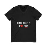 BLACKITY BLACK - WHITE UNISEX V-NECK T-SHIRT