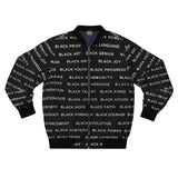 BLACK MAGIC WHITE LETTERS AOP MEN'S BOMBER JACKET