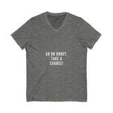 GO ON HONEY UNISEX V-NECK T-SHIRTS