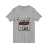REACH FOR SOMETHING - BLACK RED UNISEX V-NECK T-SHIRT