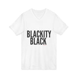 BLACKITY BLACK - BLACK UNISEX V-NECK T-SHIRT