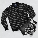 BLACK MAGIC WHITE LETTERS AOP MEN'S BOMBER JACKET