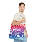 EAUX WHITE ON RAINBOW TOTE BAG