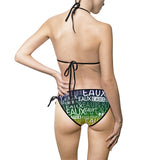 EAUX- WHITE ON MARDI GRAS 2 PIECE SWIM SUIT