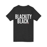BLACKITY BLACK - WHITE UNISEX V-NECK T-SHIRT