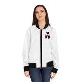 V EAUX IV - BLACK W/ PINK EAUX AOP WOMAN'S BOMBER JACKET