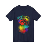 BLACK GAY PROUD FIST UNISEX V-NECK T-SHIRTS