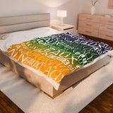EAUX- WHITE ON MARDI GRAS PLUSH BLANKET