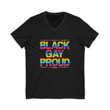 BLACK GAY PROUD UNISEX V-NECK T-SHIRTS