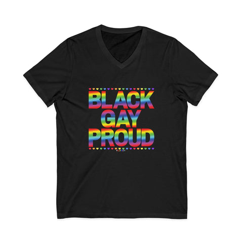 BLACK GAY PROUD UNISEX V-NECK T-SHIRTS