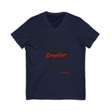 REACH FOR SOMETHING - BLACK RED UNISEX V-NECK T-SHIRT