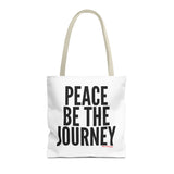 PEACE BE THE JOURNEY BLACK TOTE BAG