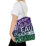 EAUX- WHITE ON MARDI GRAS TOTE BAG