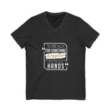 REACH FOR SOMETHING WHITE GOLD UNISEX V-NECK T-SHIRTS