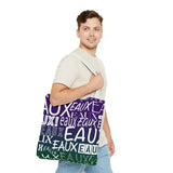 EAUX- WHITE ON MARDI GRAS TOTE BAG