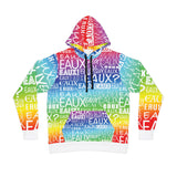 EAUX WHITE ON RAINBOW PULLOVER HOODIE