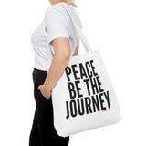 PEACE BE THE JOURNEY BLACK TOTE BAG