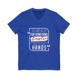 REACH FOR SOMETHING - WHITE RED UNISEX V-NECK T-SHIRT