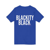 BLACKITY BLACK - WHITE UNISEX V-NECK T-SHIRT