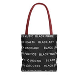 BLACK MAGIC WHITE LETTERS TOTE BAG