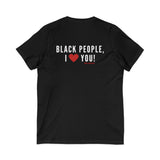 BLACKITY BLACK - WHITE UNISEX V-NECK T-SHIRT