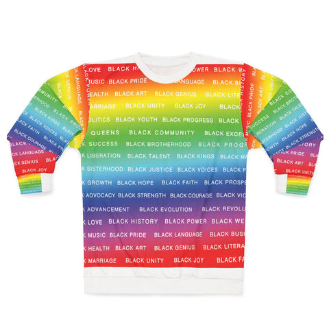 BLACK MAGIC RAINBOW WHITE AOP UNISEX SWEATSHIRTS