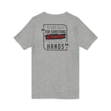 REACH FOR SOMETHING - BLACK RED UNISEX V-NECK T-SHIRT