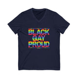 BLACK GAY PROUD UNISEX V-NECK T-SHIRTS