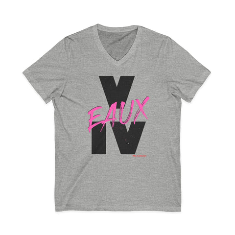 V EAUX IV - BLACK W/ PINK EAUX UNISEX V-NECK T-SHIRT