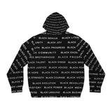 BLACK MAGIC WHITE LETTERS AOP ZIP HOODIE