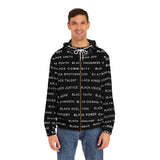BLACK MAGIC WHITE LETTERS AOP ZIP HOODIE