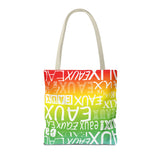 EAUX WHITE ON RAINBOW TOTE BAG