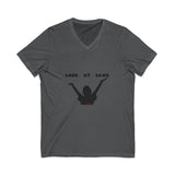 LOOK AT GAWD WHITE UNISEX V-NECK T-SHIRTS
