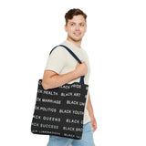 BLACK MAGIC WHITE LETTERS TOTE BAG
