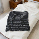 BLACK MAGIC WHITE LETTERS PLUSH BLANKET