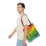 EAUX - BLACK ON RAINBOW TOTE BAG