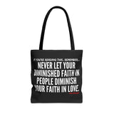 DIMINISHED FAITH TOTE BAG