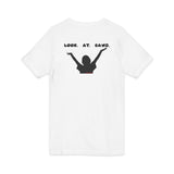 LOOK AT GAWD WHITE UNISEX V-NECK T-SHIRTS