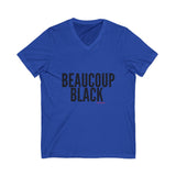 BEAUCOUP BLACK - BLACK UNISEX V-NECK T-SHIRT