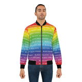 BLACK MAGIC RAINBOW WHITE AOP MEN'S BOMBER JACKET