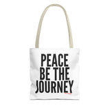 PEACE BE THE JOURNEY BLACK TOTE BAG