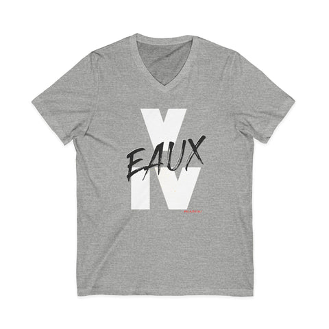 V EAUX IV - WHITE W/ BLACK EAUX UNISEX V-NECK T-SHIRT