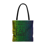 EAUX - BLACK ON MARDI GRAS TOTE BAG